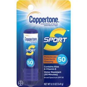 Coppertone SPF 50, Sport Sunscreen Lip Balm, Skin Protectant, 0.13 oz