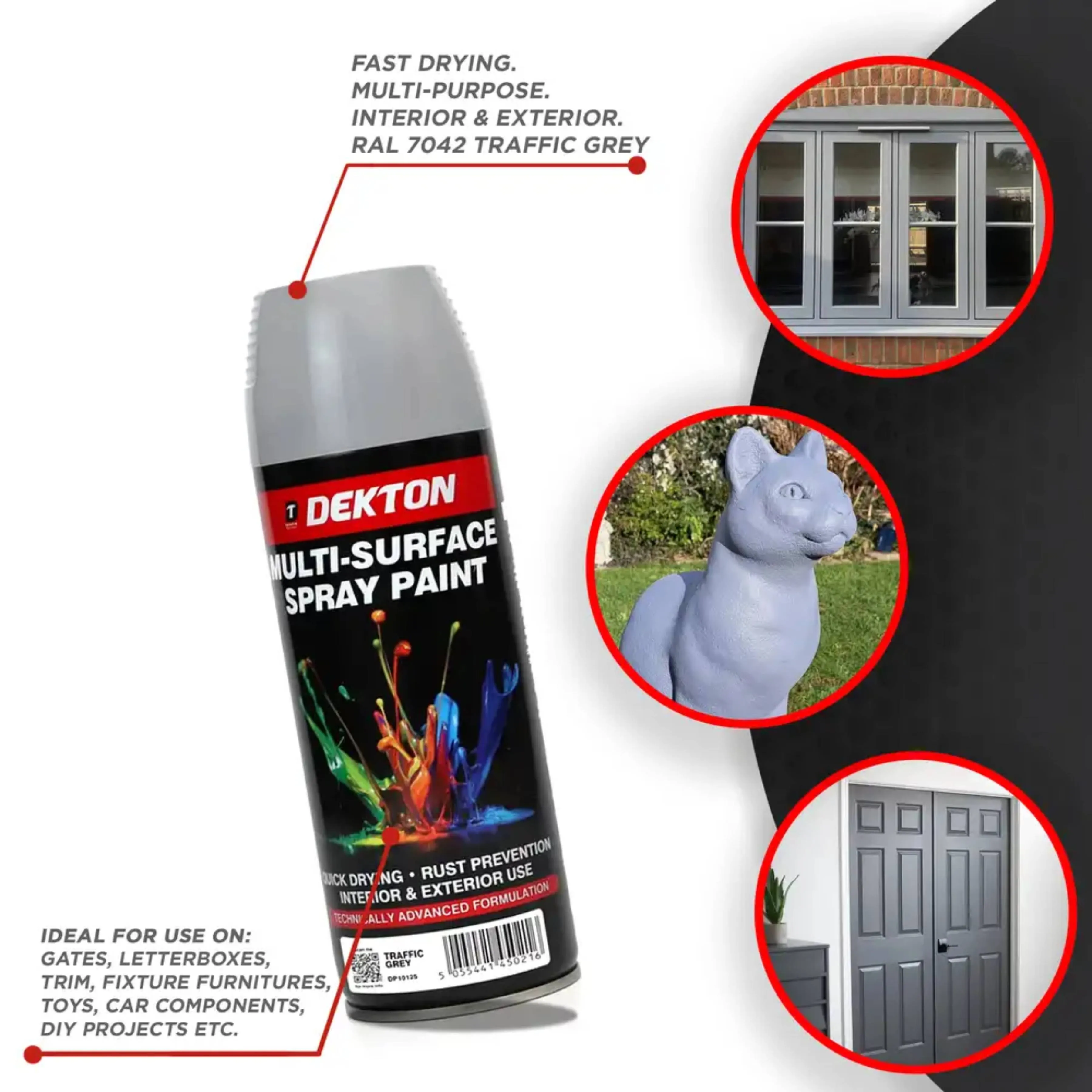 DEKTON 400ml Spray Paint Traffic Grey