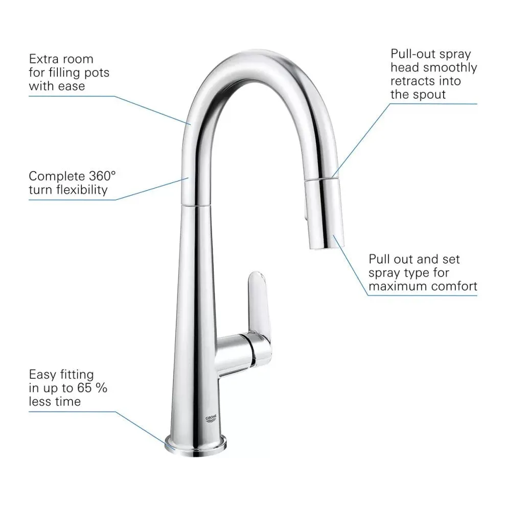 GROHE Veletto Single Lever Pull-Out Mixer Kitchen Tap