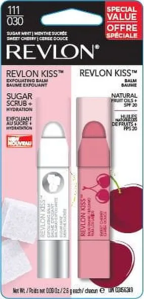 Revlon Kiss Exfoliating Lip Balm, SPF 20, Sweet Cherry, Value Pack