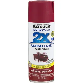 Rust-Oleum Painter's Touch 2X Ultra Cover Satin Colonial Red Paint Primer Spray Paint 12 oz